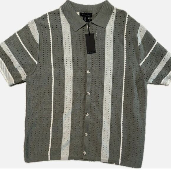 Other - AOR Art of Rhetoric Sweater Mens XL Green Button Up Knit Cardigan Short Sleeve